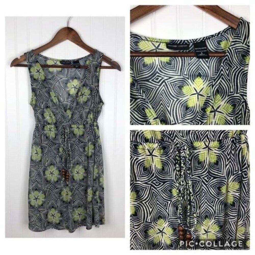 New York‎ & Company Womens Striped Floral Drawstring Waist Flowy Top Size S